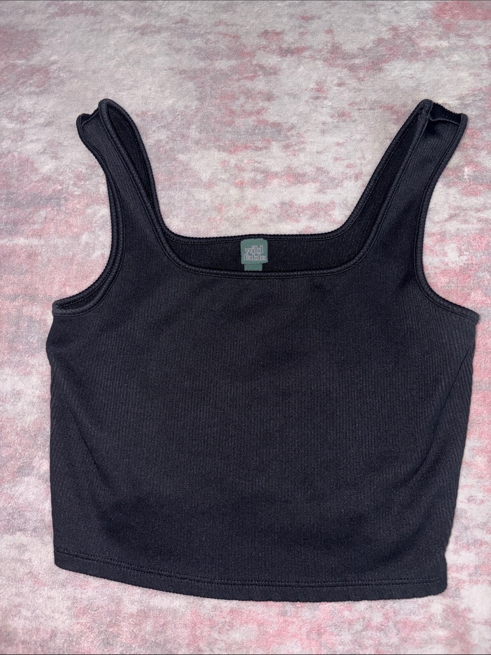 wild fable Black Ribbed Square-Neck Crop Tank